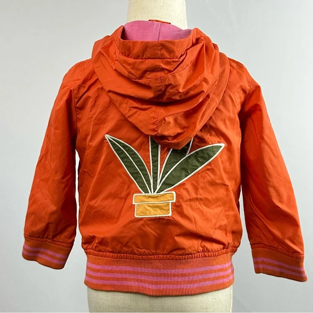 BABY GAP girls orange and pink flower windbreaker - size 2T